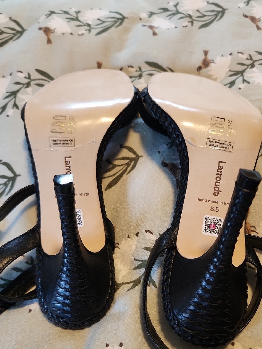 Larroude Black Women's Braided Strap Heeled Sandals-NWOT - Picture 3 of 4